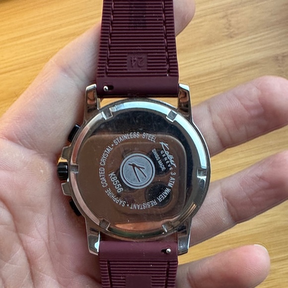 KOLBER Swiss made Chrono Men's Burgundy Watch with Silver Accents - Picture 6 of 6
